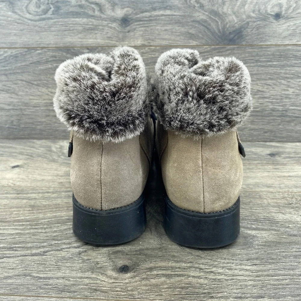 Sporto Waterproof Winter Boots Womens 8M Tan Suede Faux Fur Insulated Lace Up